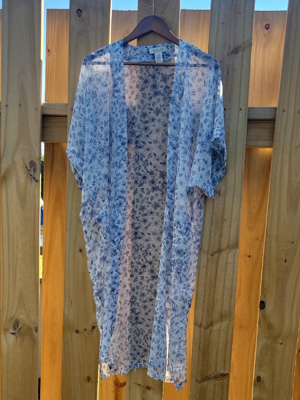 Rachel Zoe Light Blue and White Sheer Floral Cardigan